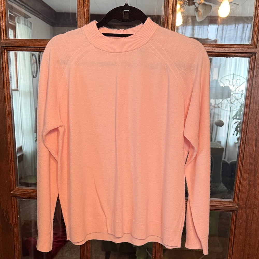 Goodclothes Petite XL Pink Mock Neck Sweater Back Zip‎ Raglan Long Sleeve Knit